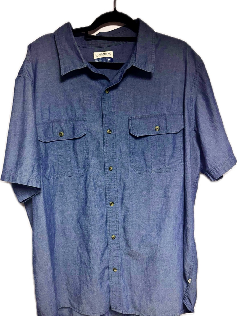 Magellan Outdoors Blue Short Sleeve Button Up Shirt Mens 3XL Utility Workwear - Picture 2 of 5
